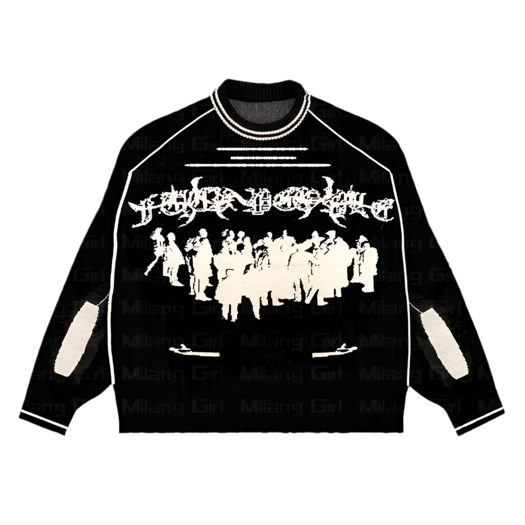 "Blur Figures" Graphic Knit Unisex Sweater