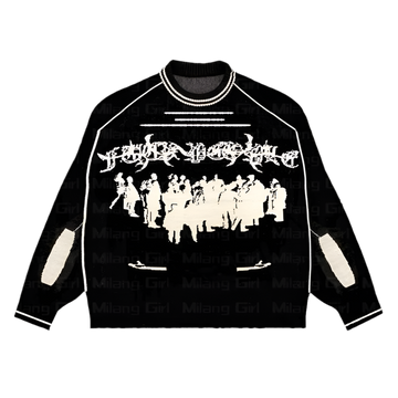 "Blur Figures" Graphic Knit Unisex Sweater