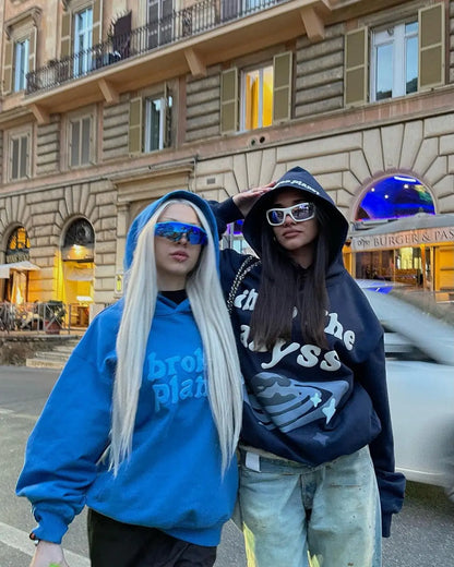 3D Puff Print Plantet Graphic Heavy Weight Hoodies