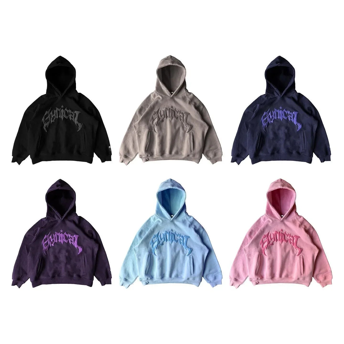 Retro 3D PUFF blackout Zip Up Hoodie
